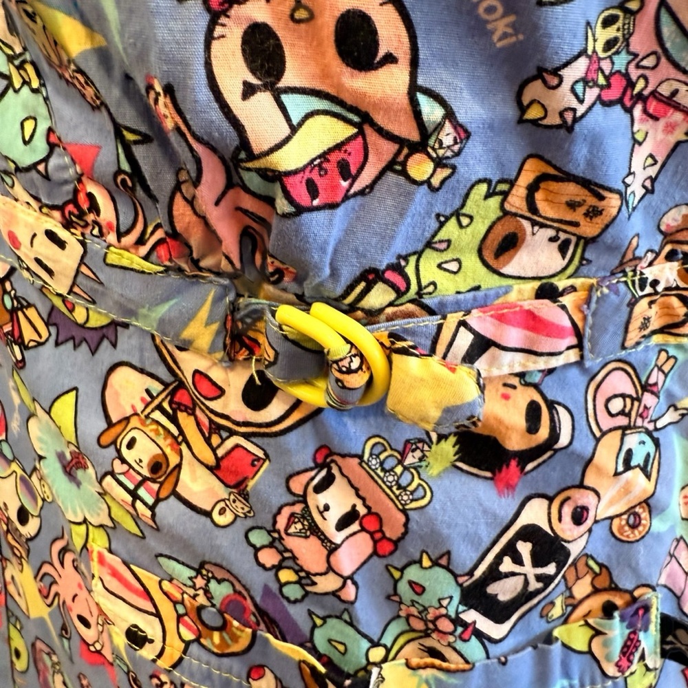TOKIDOKI Japan Theme Blue Scrub Top, Sz XS - Picture 3 of 9